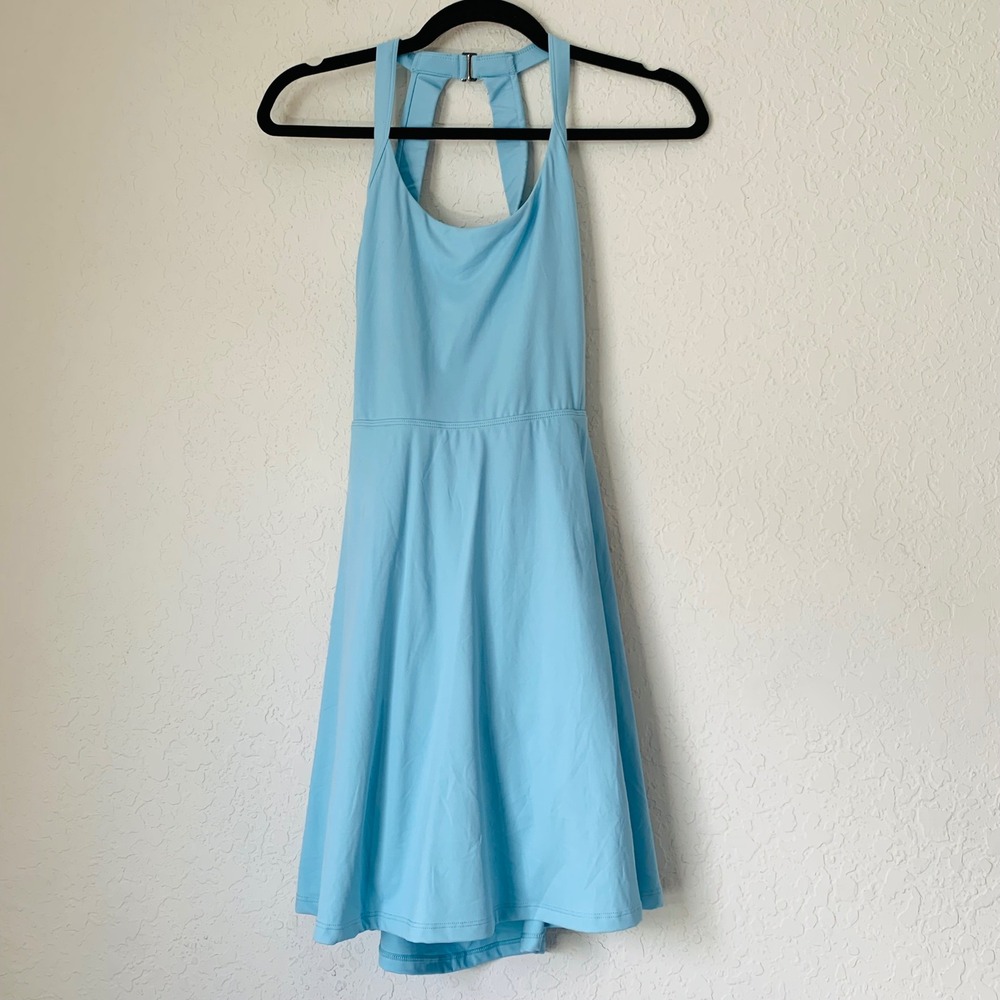 NWT Halara Dress S Blue Airy Backless Twisted Flare Easy Peezy Active Tennis